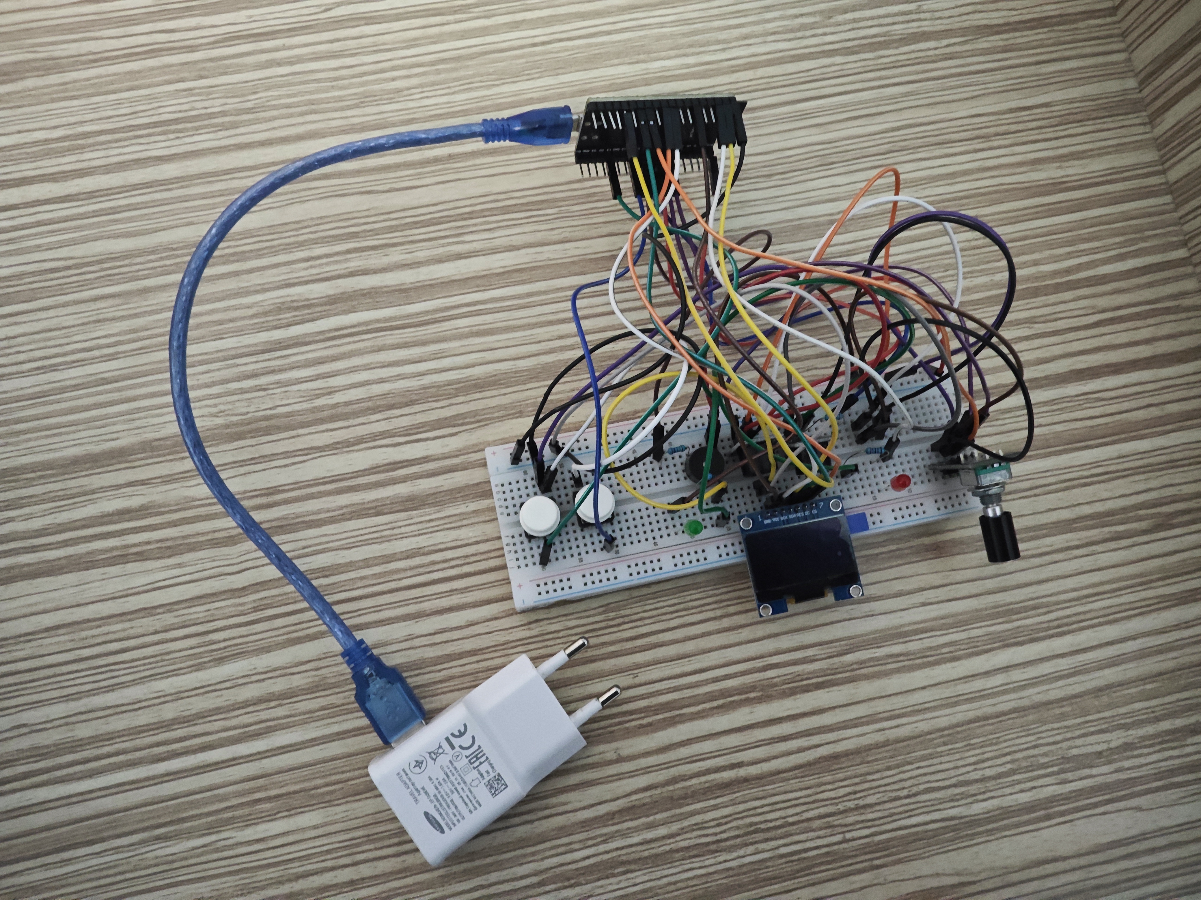 Full dual-breadboard overview of the ESP32 MIDI Breadboard Instrument